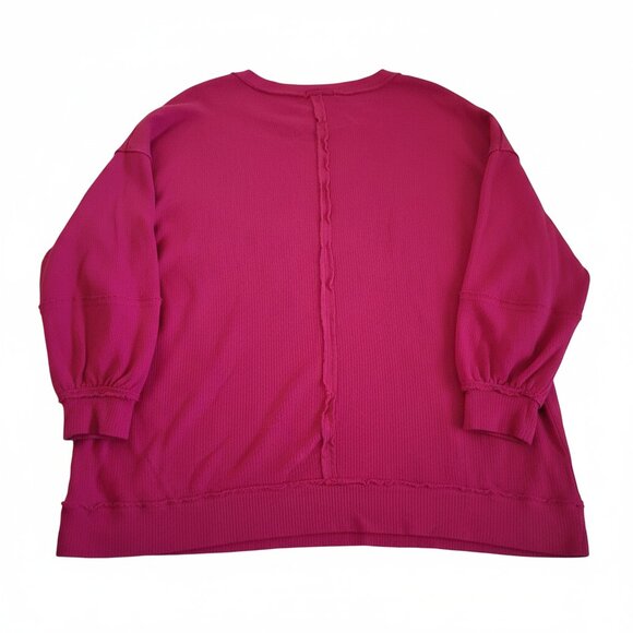 Torrid Women's Size 3X Pink Textured Cotton Crew Neck Oversized Sweatshirt - Picture 12 of 14